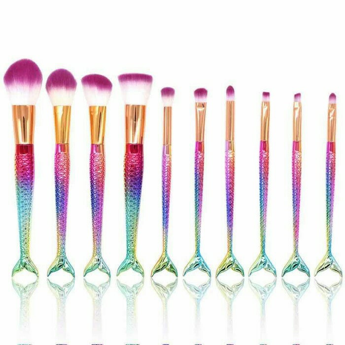 Jual Brush Set Mermaid Isi 10 Kuas Make Up Isi 10 Mermaid Shopee