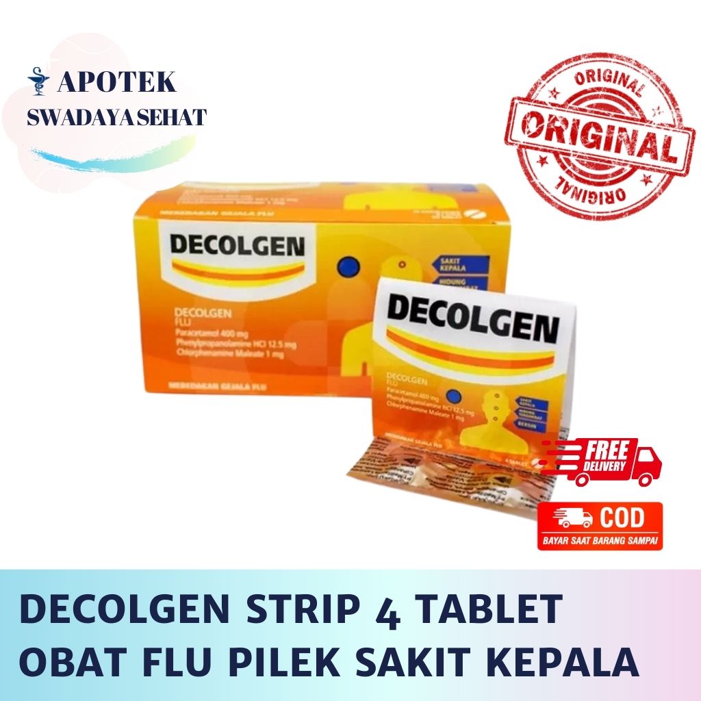 DECOLGEN Strip Isi 4 Tablet - Obat Pilek Flu Sakit Kepala Demam