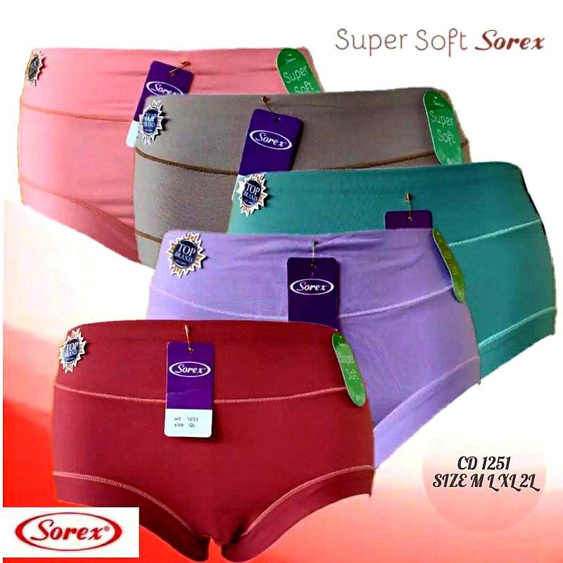 paket isi 6pcs CD WANITA SOREX 1251.1255 SUPER SOFT.