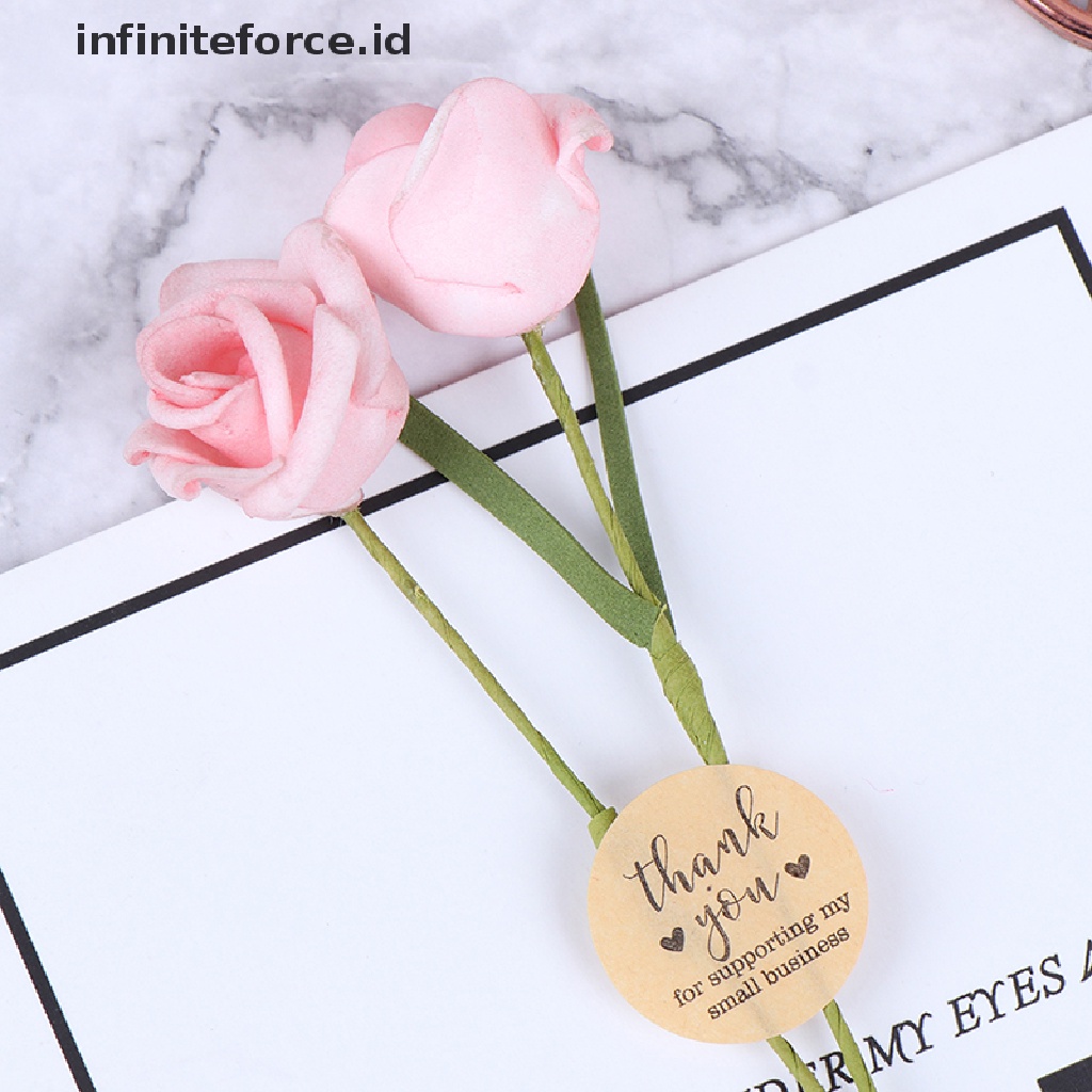 Infiniteforce.id 500pcs / Roll Stiker Label Bulat Tulisan Thank You Handmade