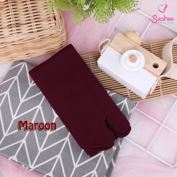 Kaos Kaki Wanita Jempol Dewasa Panjang Warna Polos Muslimah Sashee Original Sepasang All Size-Maroon