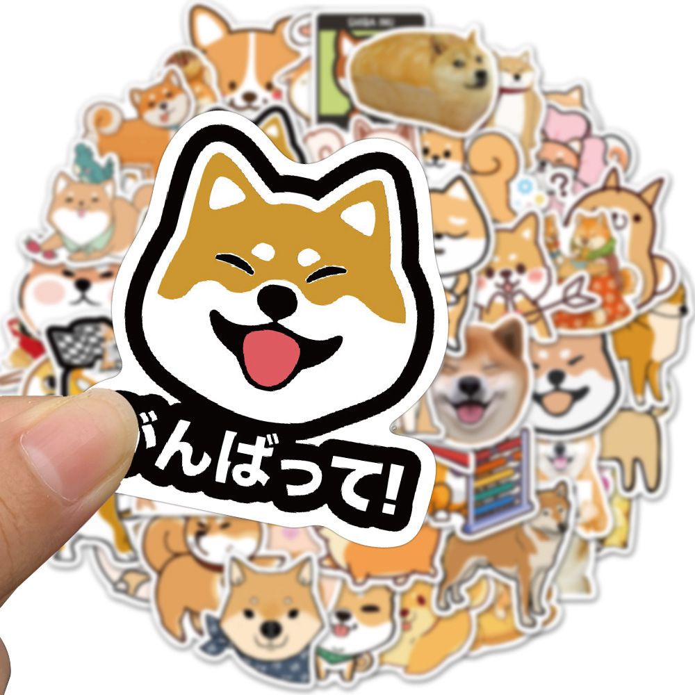 ELEGANT Lovely Japanese Shiba Inu Dog Sticker 50pcs/pack Animal Stickers Puppy Sticker DIY Scrapbook Cute Helmet Guitar Sticker Mobile Phone Decor Skateboard Graffiti Sticker