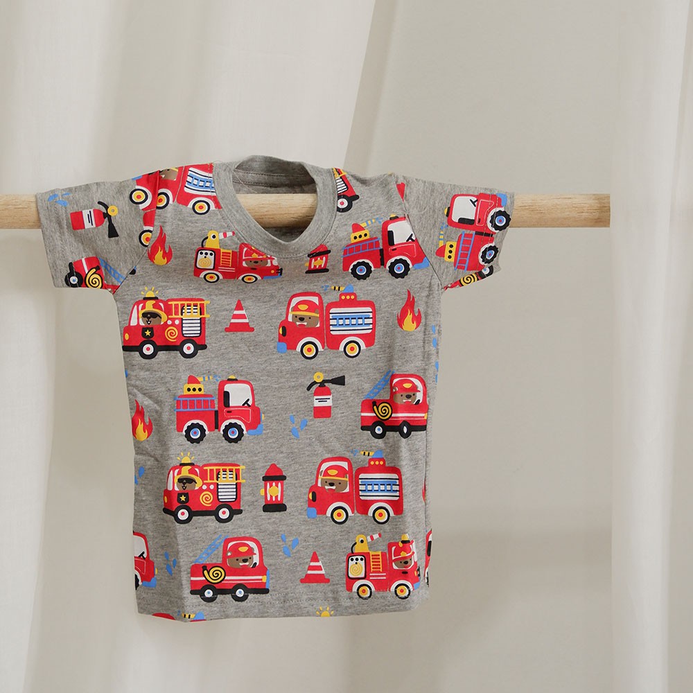 

Pop Kidswear Firebear kids tee - kaos full print katun adem firetruck pemadan kebakaran