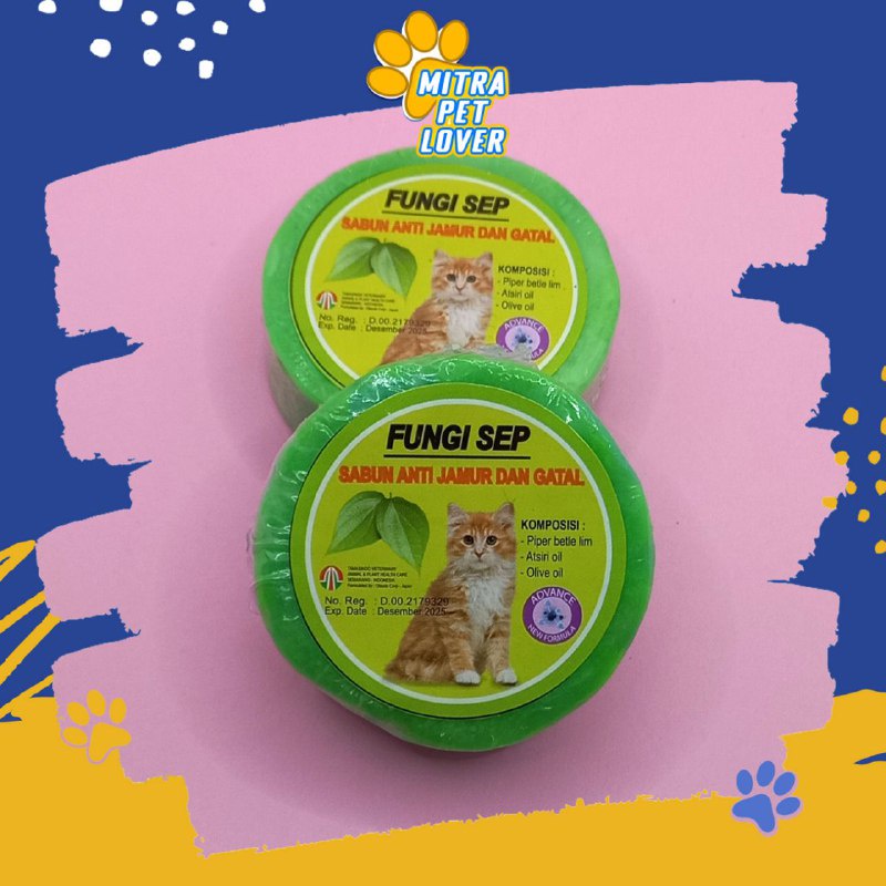 SABUN ANTI JAMUR KUCING - FUNGISEP HERBAL SOAP - ANTI GATAL SCABIES DEMODEX KUDIS EKSIM KORENG KUTU BAKTERI KITTEN FUNGI SEP - MURAH GARANSI KUALITAS ASLI ORIGINAL - PET ANIMAL VETERINARY TAMASINDO OBAT &amp; VITAMIN HEWAN BINATANG PELIHARAAN MITRAPETLOVER