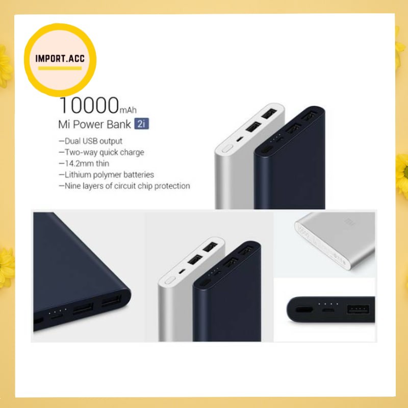 Xiaomi Powerbank Mi Pro 2i 10000mAh 2 USB FAST CHARGING PB Mi2i Mi 2i