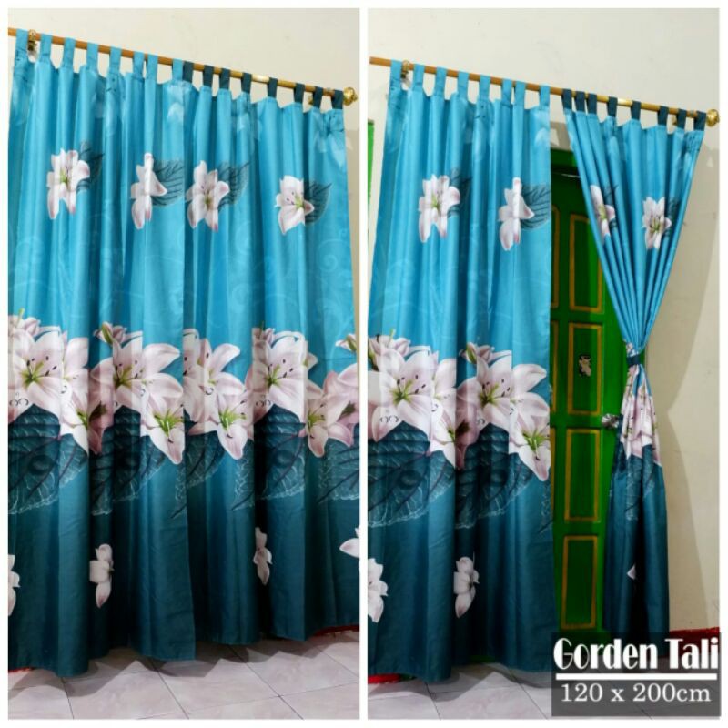 GORDEN PINTU DAN JENDELA MODEL TALI/PEREKAT Biru Laut