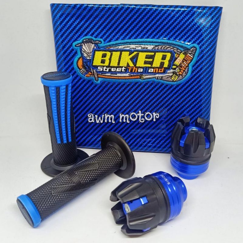 Paket murah Sarung Jok bikers, jalu as + handgrip, Kulit jok bikers karbon, jalu as depan, handgrip