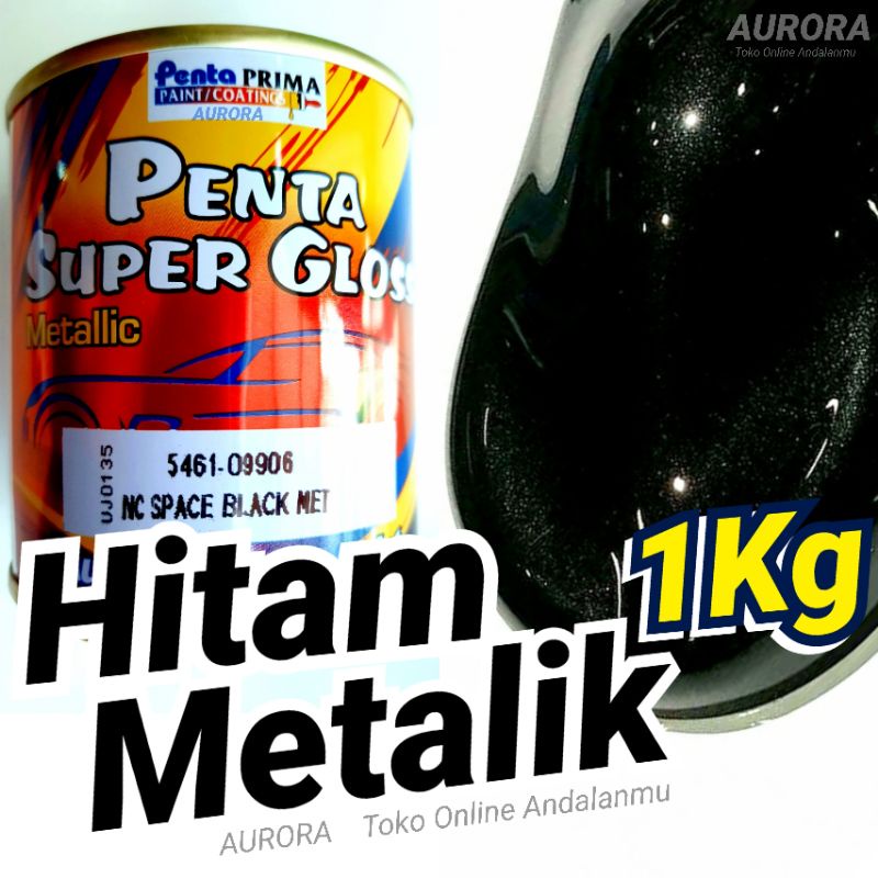 Cat Hitam Metalik 1Kilo Penta Super Gloss Space Black Metallic Metalic Glos 1Kg 1 Kilo Liter 1Liter 