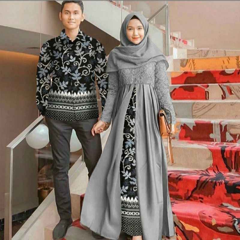 Baju gamis couple muslim batik Baju Couple FARIDAH Batik