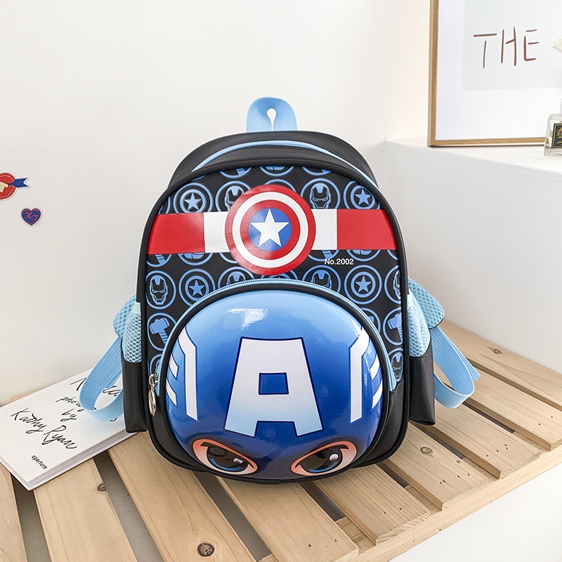 Tas Anak Sekolah Import Karakter Lucu 3D - Tas Ransel Anak Spiderman Elsa - Tas Sekolah Anak Import Premium High Quality Terbaru -  Ransel Anak Sekolah SD dan TK - Tas Anak Karakter Captain America - Tas Anak Perempuan dan Laki Laki [BK17]