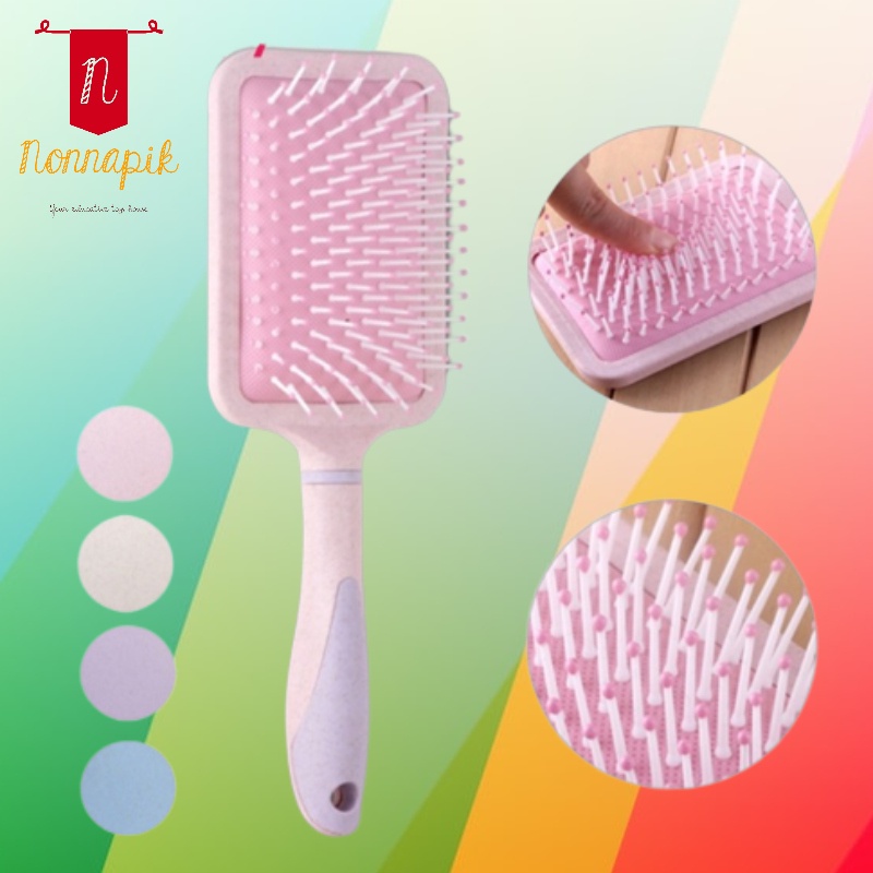 NONNAPIK Square Paddle Brush Sisir kantung udara wanita Cantik - Sisir plastik tata rambut pijat sisir kantong udara HL-BBB585