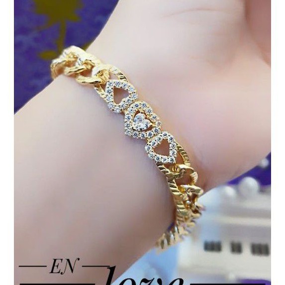 (OKT) TERMURAH Set Perhiasan Lapis Emas Xuping Gelang Rantai Permata Love Gold Mewah Titanium Asli