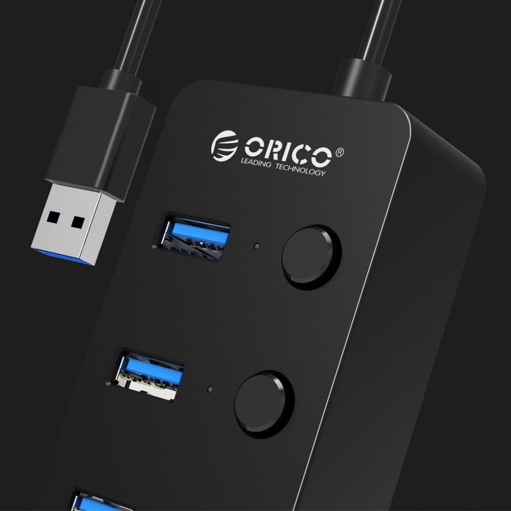 Orico USB 3.0 High Speed USB HUB 4 Port with On/Off Switch - W9PH4-V1-Hitam