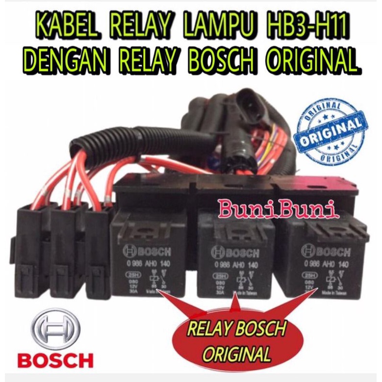 Kabel Relay BOSCH Komplit Untuk Lampu H11 - HB3 Tipe 3 Relay 4 Lampu Original