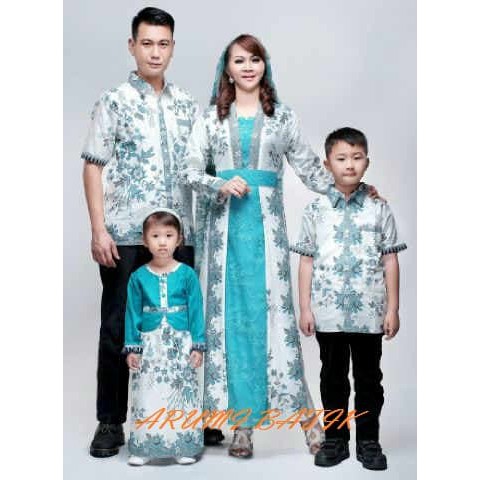 PROMO Sarimbit Pasangan Keluarga Gamis Maxi Long Dress Batik 1597 Tosca XL