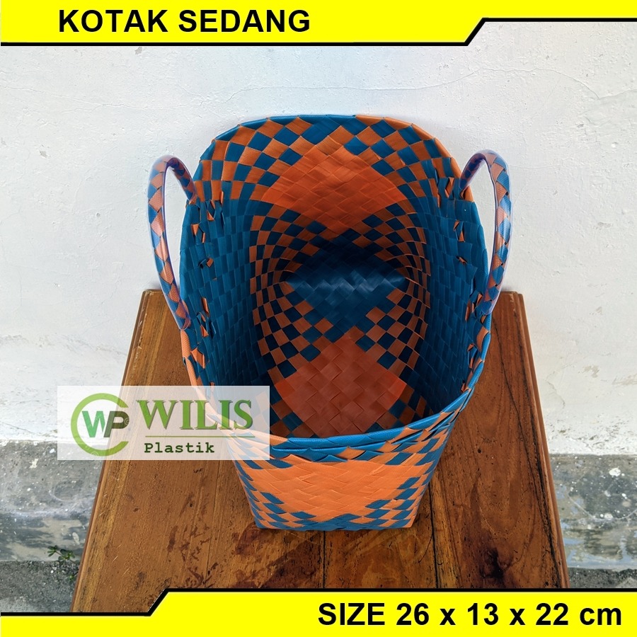 Tas Anyaman Plastik KOTAK SEDANG (M) Berkat / Tas Souvenir Parcel Hampers Bingkisan Hajatan