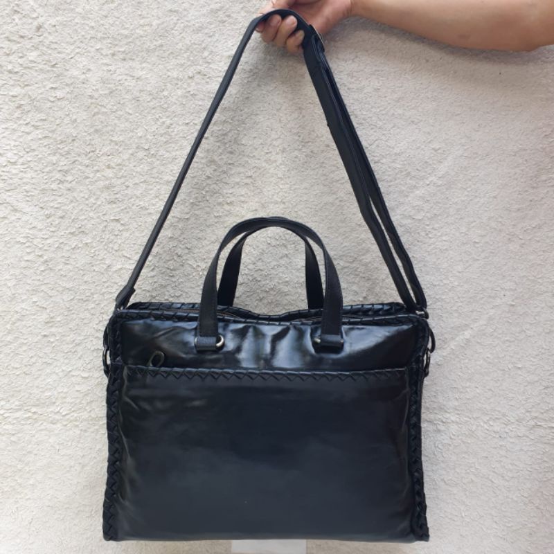 Tas Kantor Briefcase Kulit Asli Pria Preloved Second Thrift Hitam