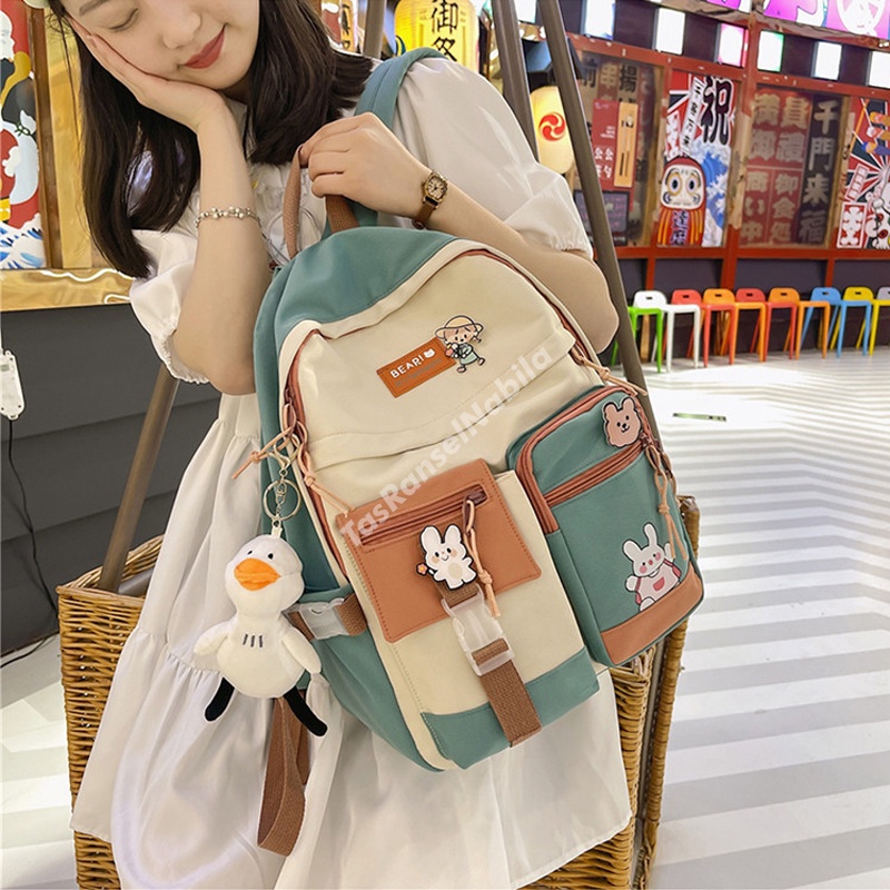 Tas Ransel Sekolah Anak Perempuan Korea SD SMP SMA Backpack Wanita Premium Murah Import