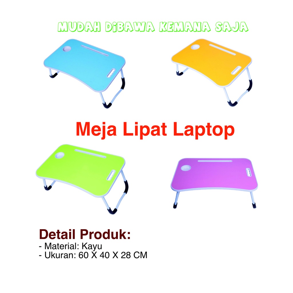 Meja Lipat Laptop Multi Fungsi portable Dengan Tempat Gelas