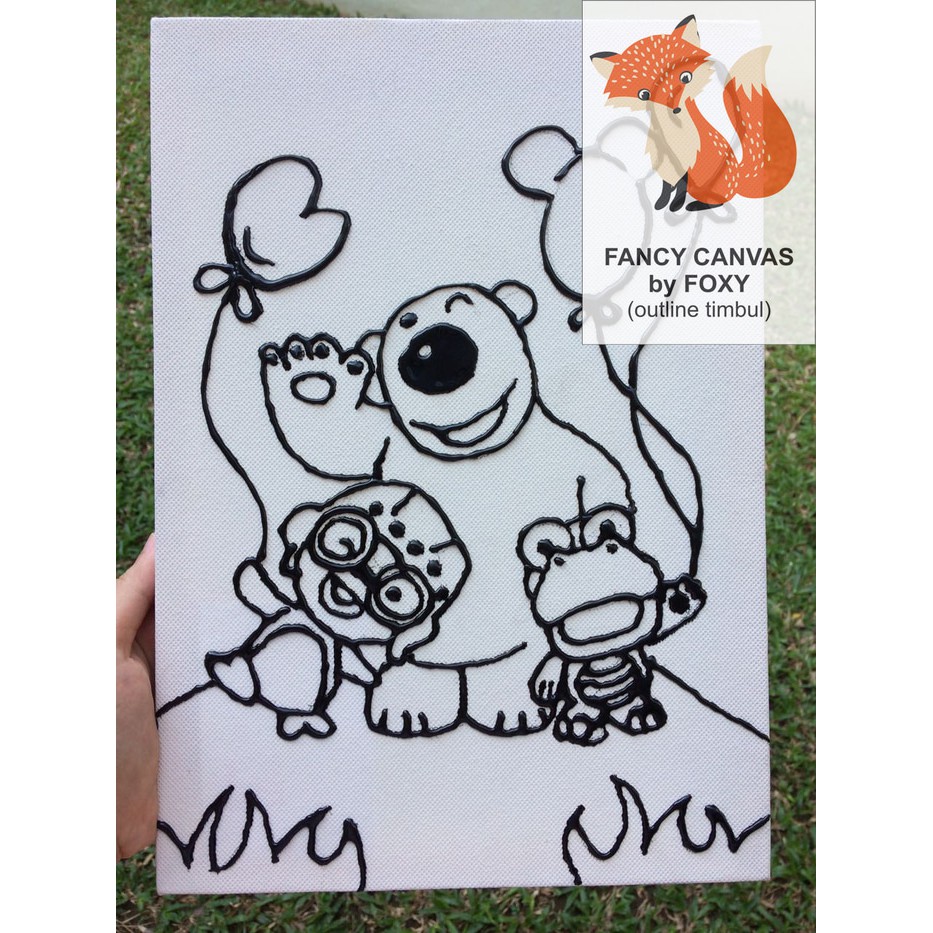 

BARU KANVAS LUKIS ANAK OUTLINE TIMBUL GAMBAR BERNARD BEAR PORORO PERALATAN MELUKIS ANAK