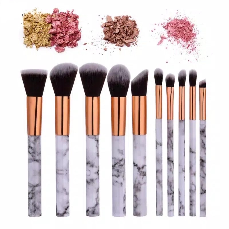 Kuas Makeup Brush Contour  Set Isi 10  - Make Up Brush Marble