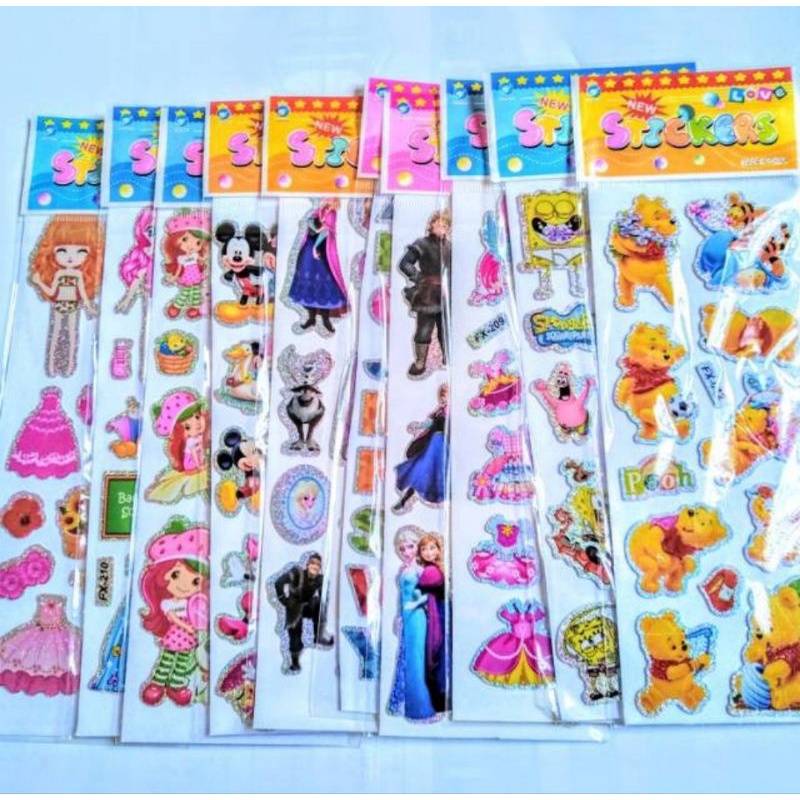 Sticker Stiker Anak Kartun Timbul Reward Motif Random Jual Satuan MURAH