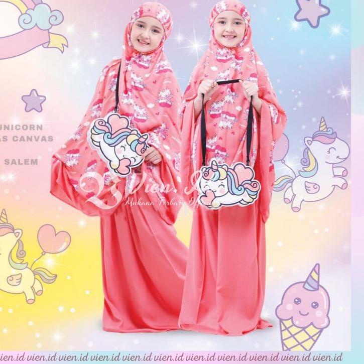 Special Price.. Vien.id - Mukena anak usia 6 7 8 9 10 tahun katun rayon adem lucu / mukenah anak per