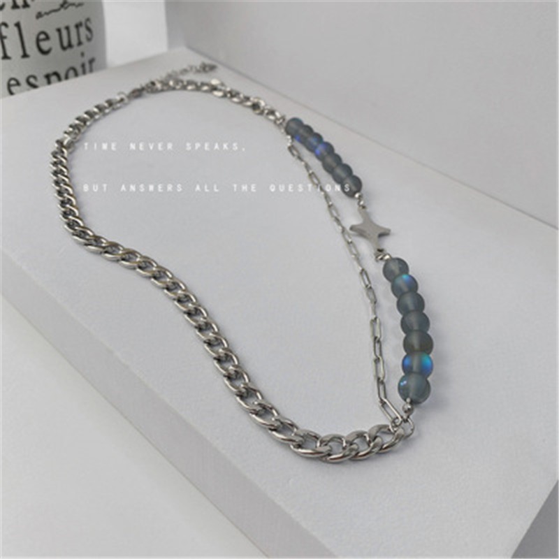 Pearl Stitching Star Chain Necklace Accessories Personality Retro Korean Version