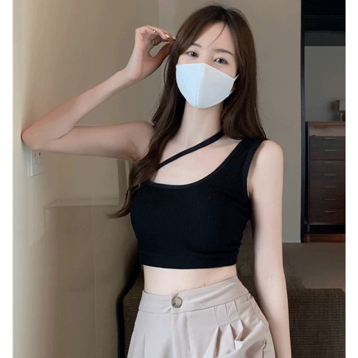 Victoria Tanktop Crop Top Tali Samping Korean Cross Tanktop Stylish Wanita Toga Padded Tanktop Crop Tanktop Bra With Cup Tanpa Kawat Import 1108