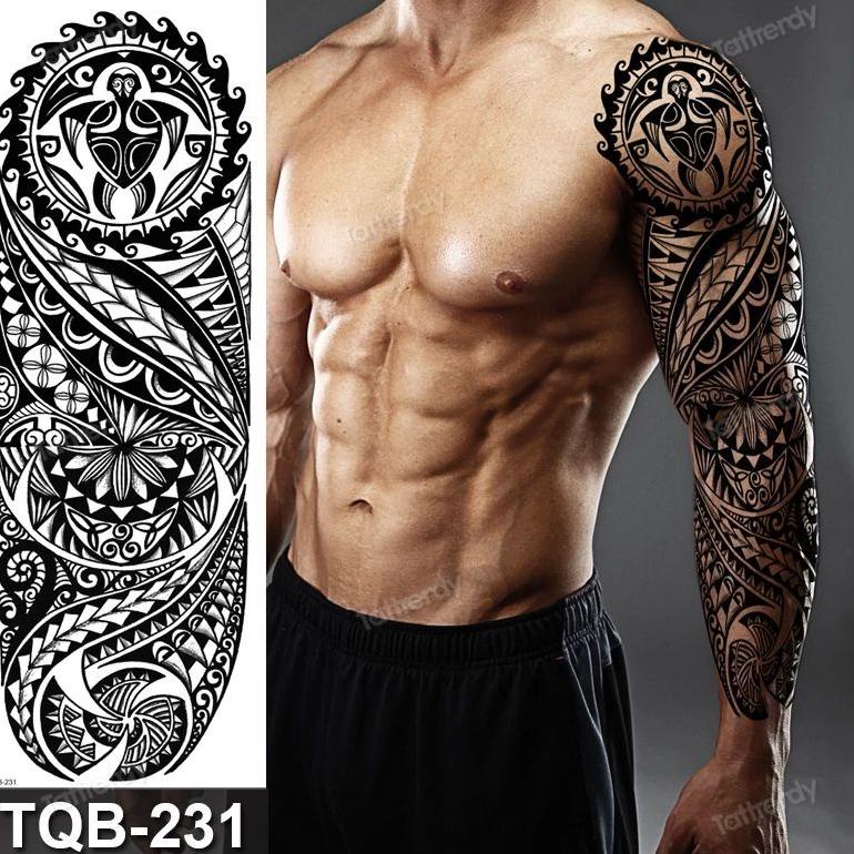 Tatto Temporary Full Tangan Maori Triball Tato The Rock Tahan Lama Anti Air