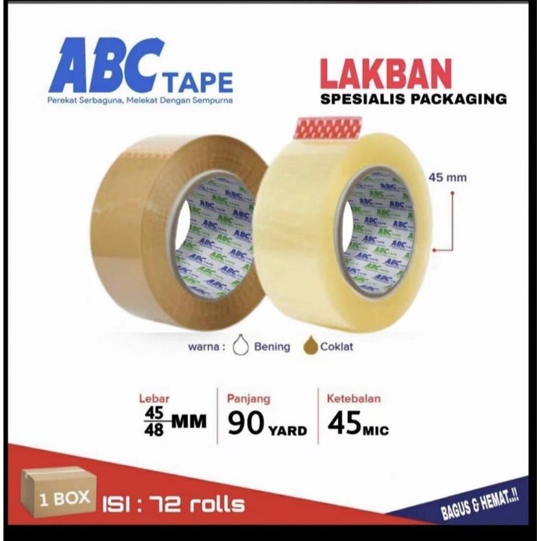 

Plak ban coklat dan bening 45/48mm panjang 90 yard
