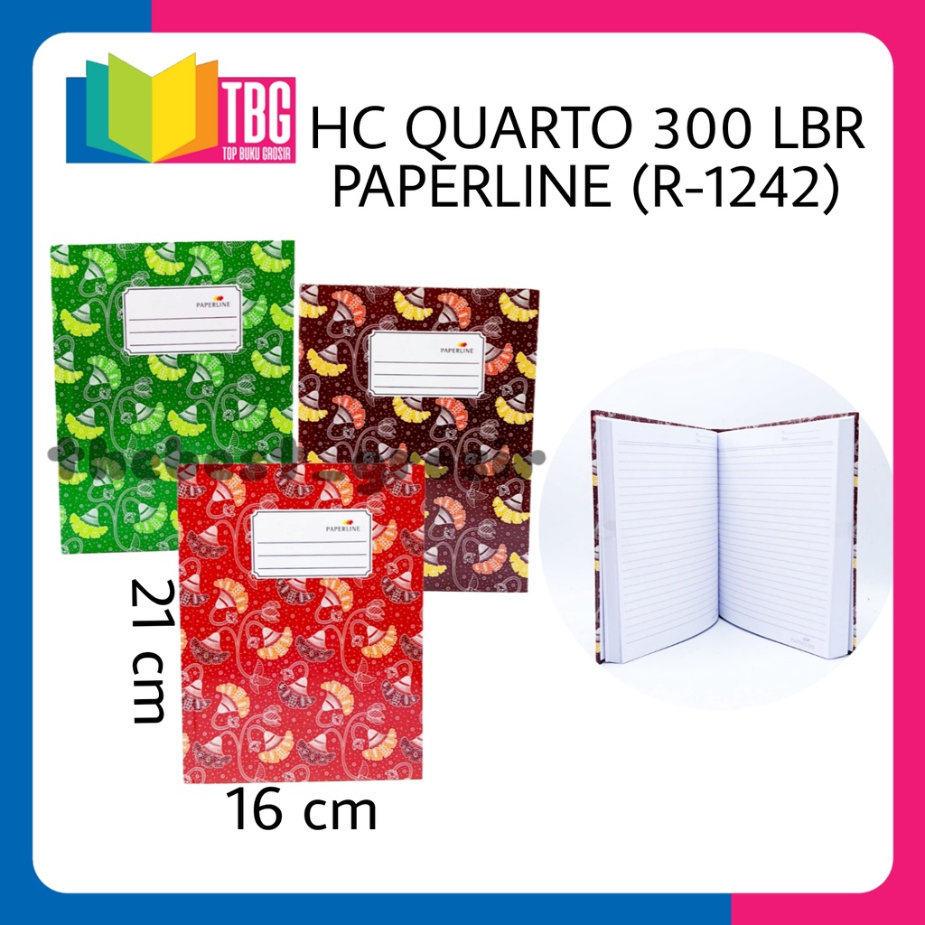 

1 PCS HARD COVER QUARTO 300 LEMBAR PAPERLINE / BUKU PEMBUKUAN / BUKU HARD COVER (R-1242)