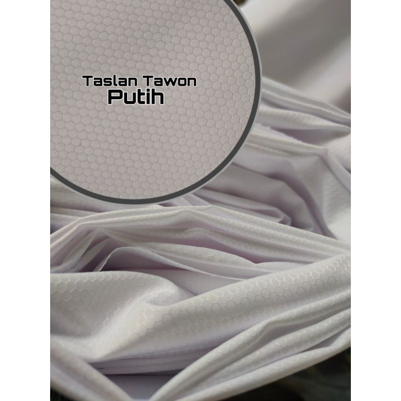 bahan kain taslan motif tawon sarang lebah hexagonal putih kuning