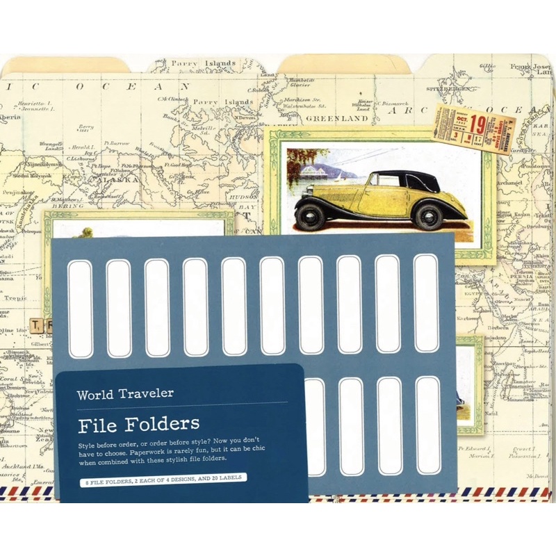 

Galison world traveler file folders vintage design