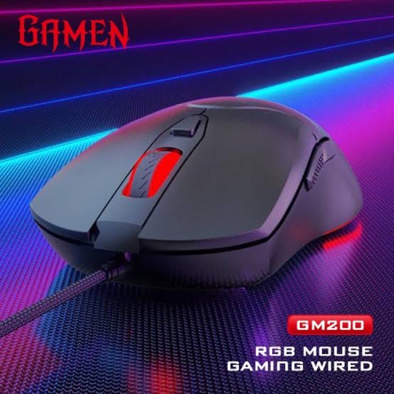 (GAMEN G200) Mouse GAMING RHM LIGHT Macro Wired 7200 DPI Mouse Komputer/ Laptop