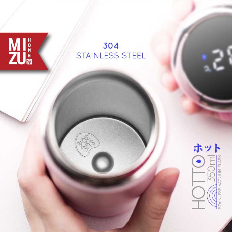 MIZU HOTTO Stainless Vacuum Flask 350ml Temperature Display Travel Thermos Botol Minum Termos-7