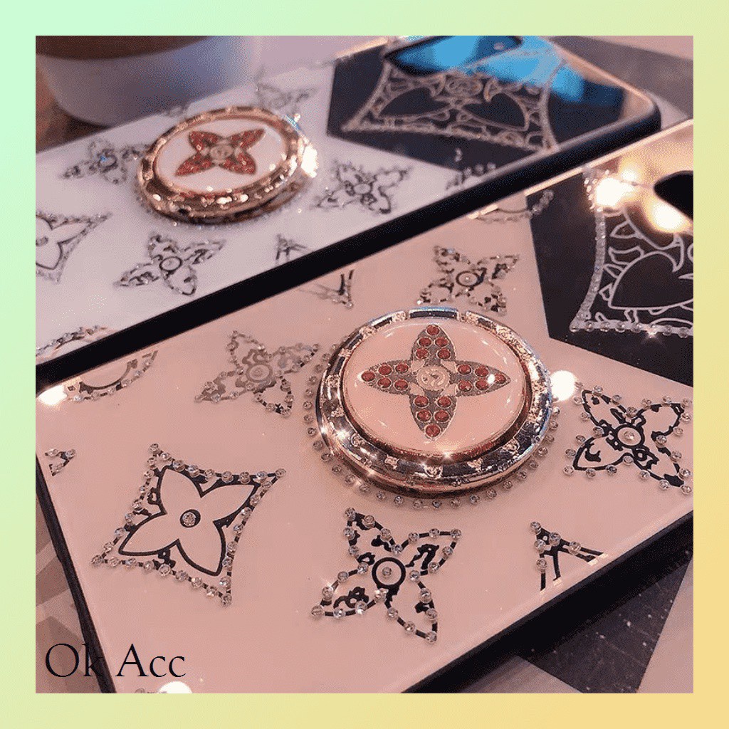 Back case LV motif kembang ring stand holder Oppo Reno 4 4 Pro 5 5 Pro A52 A72 A92 FH03