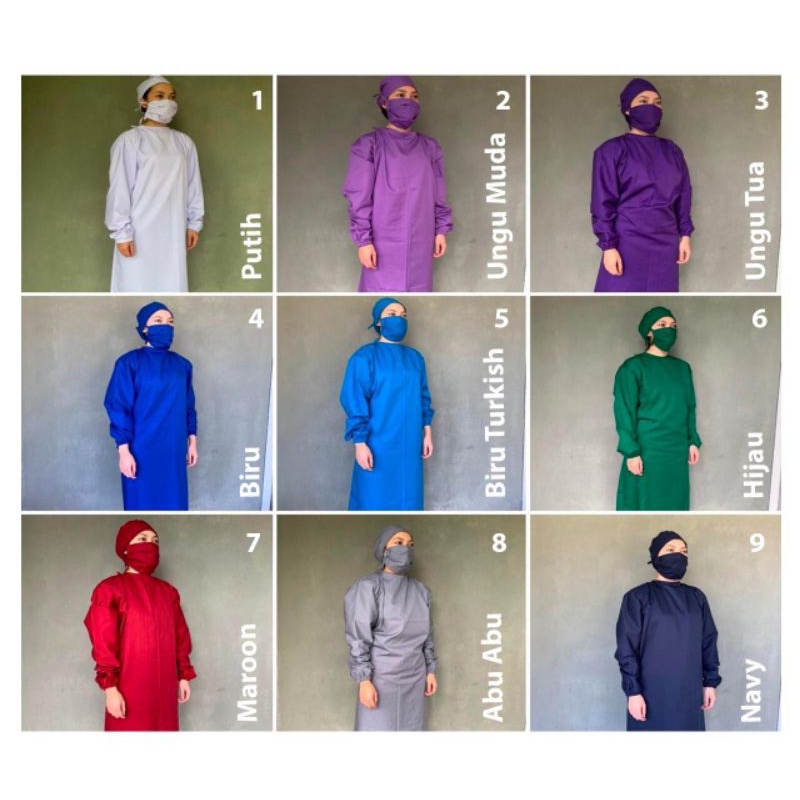 Baju Gown Operasi/ Baju Scrub/ Baju Perawat Bahan American Drill