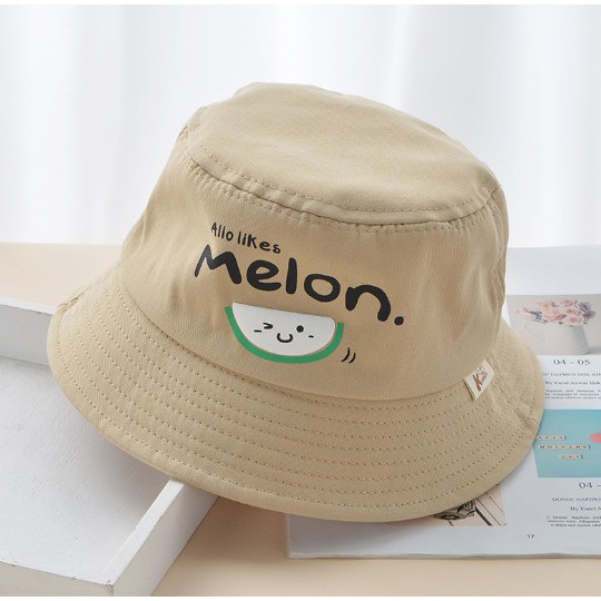 Halomam - Bucket Hat Melon ( Topi Bucket Bayi Unisex/ Topi Bucket Anak Lelaki / Perempuan )-Khaki