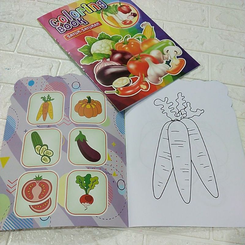 Coloring book A4 / Buku mewarnai A4-Sayur1