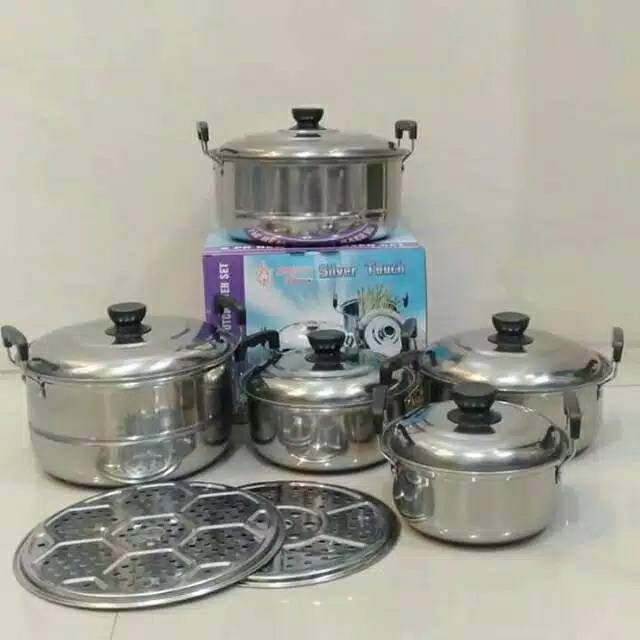 PANCI SET 5 PCS STEAMER / PANCI SET STEAMER STAINLESS TEBAL / PANCI STEAMER 5 SUSUN / TOKO HAF STORE