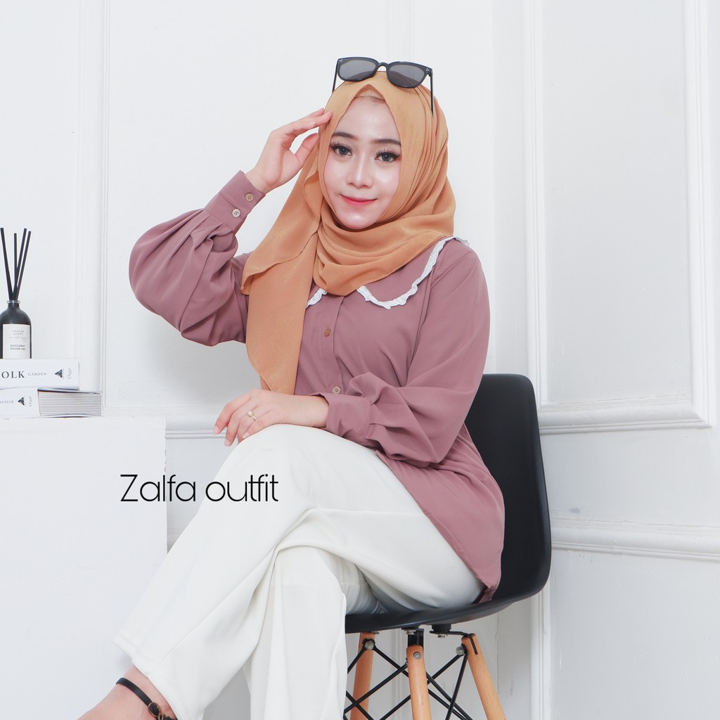 SABRINA blouse by ZALFA OUTFIT / kemeja polos / kemeja kekinian