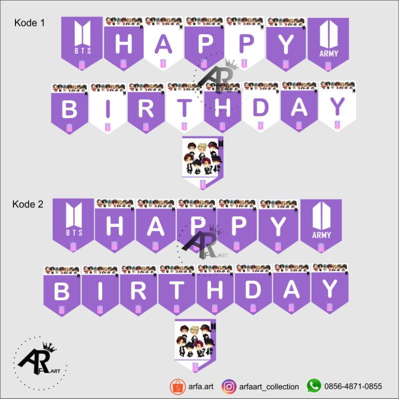 Bunting Flag / Banner Ultah BTS Tinytan / Tulisan Happy Birthday / Banner Ulang Tahun BTS Tinytan