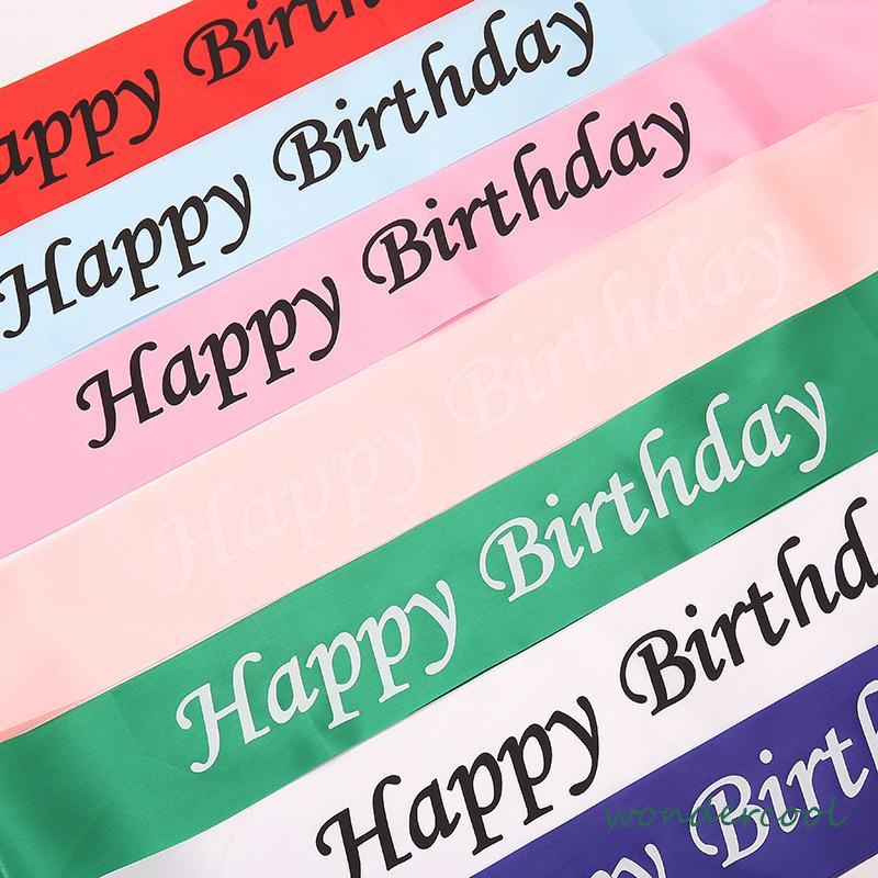 Selamat Ulang Tahun Satin Sash Pesta Ulang Tahun Aksesori Dekorasi Pesta untuk Anak Perempuan Anak Laki-laki-Won