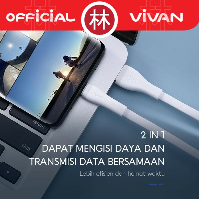 Vivan SM100S Data Cable Micro USB Fast Charging 2A Flat Design