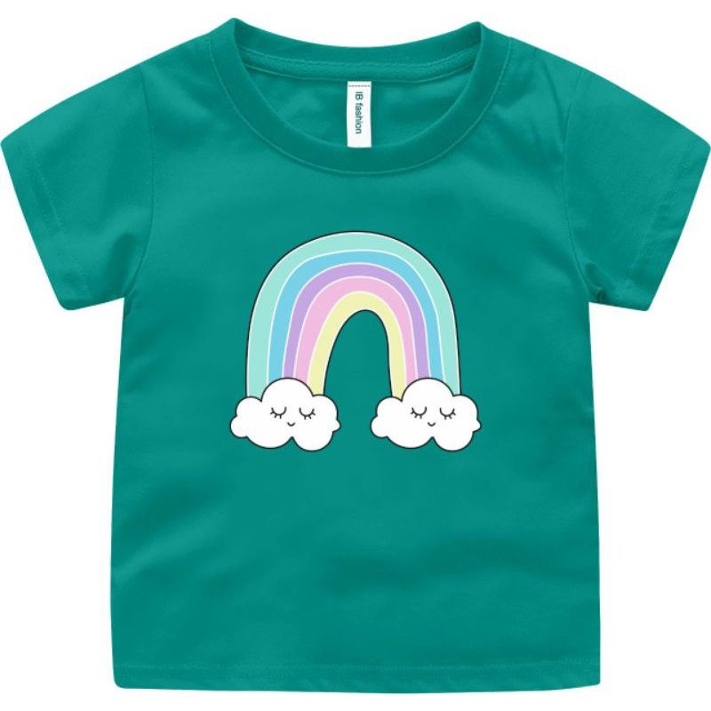 Kaos Anak Cewe Umur 2_15 Tahun Tshirt Baju Anak Perempuan Murah Motif Rainbow Uxlo Fashion