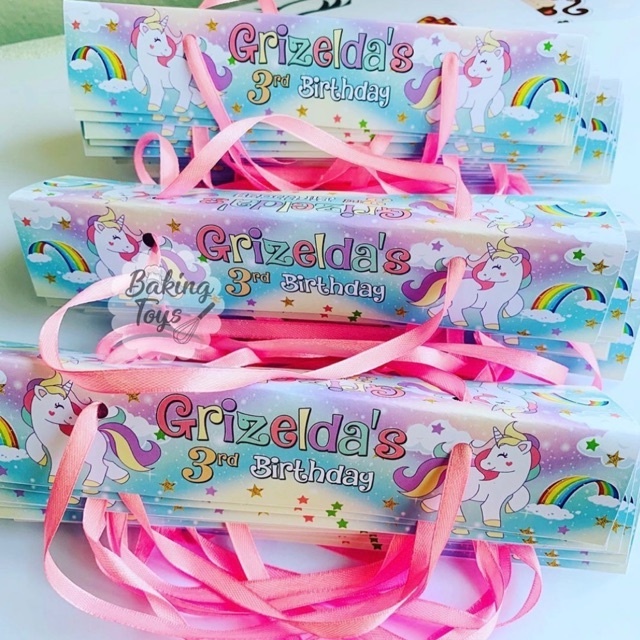 

Label Kemasan Goodie Bag / Hampers / Bingkisan Ulang Tahun Kantong Snack Plastik Unicorn
