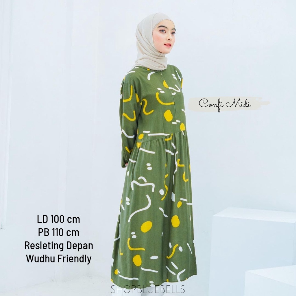 Ghea Plaid Ankle Dress - Gamis Midi Ankle-Length Katun Rayon