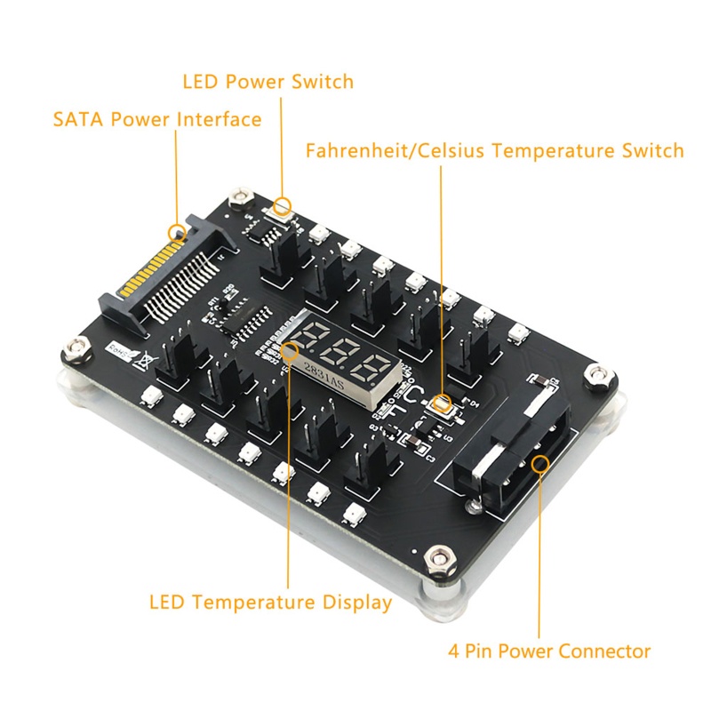 Btsg 4-Pin PWM Fan Power Supply Adapter 1sampai10 Splitter 10arah Hub PC Untuk Case Internal Motherboard Fan Power Extension