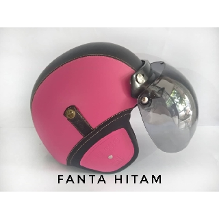 HELM BOGO Full Kulit Retro Klasik Motif Hitam Coklat Merah 